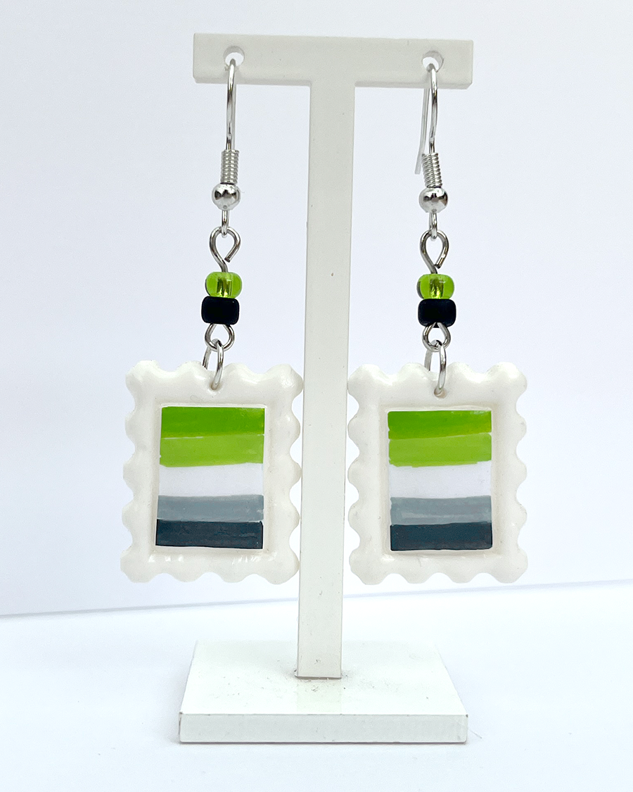 Aro flag | Polymer clay postal stamp earrings