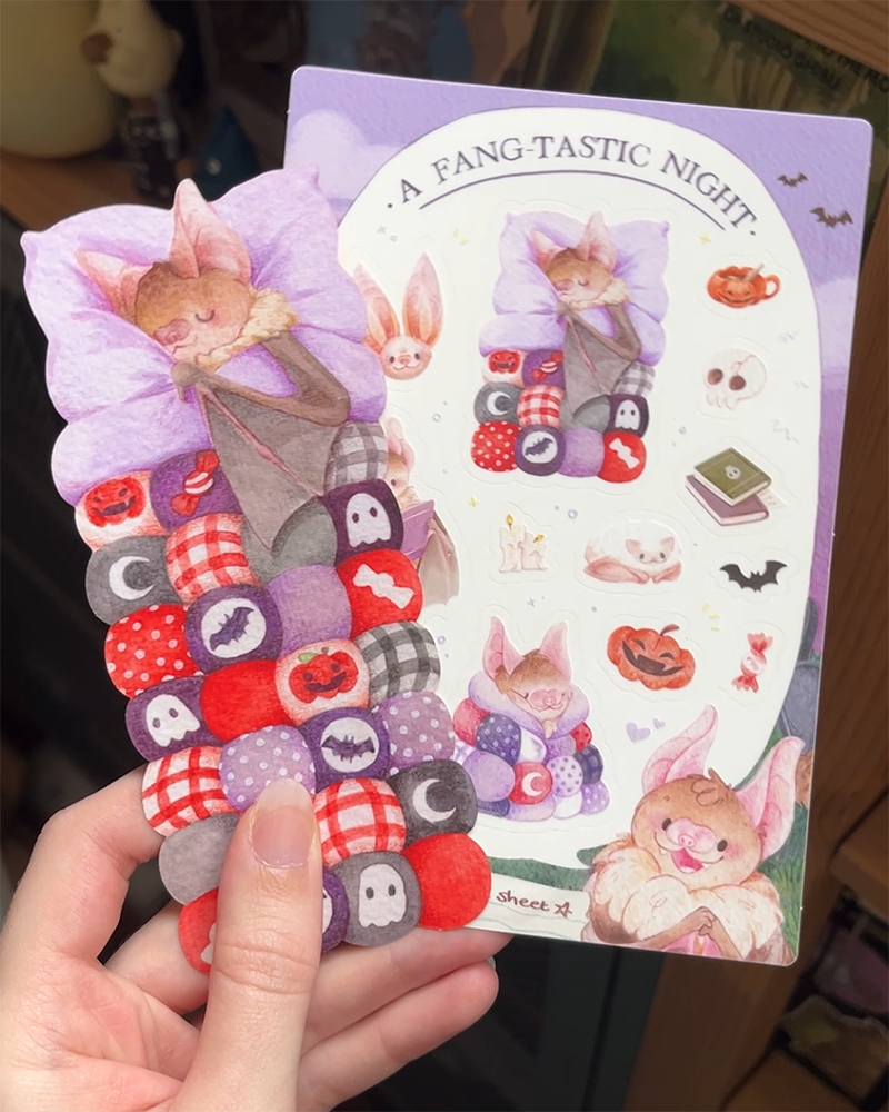 Cosy bat | Transparent matte planner sticker sheet