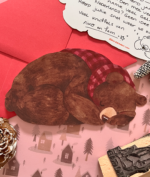 Sleepy black bear | Die cut card
