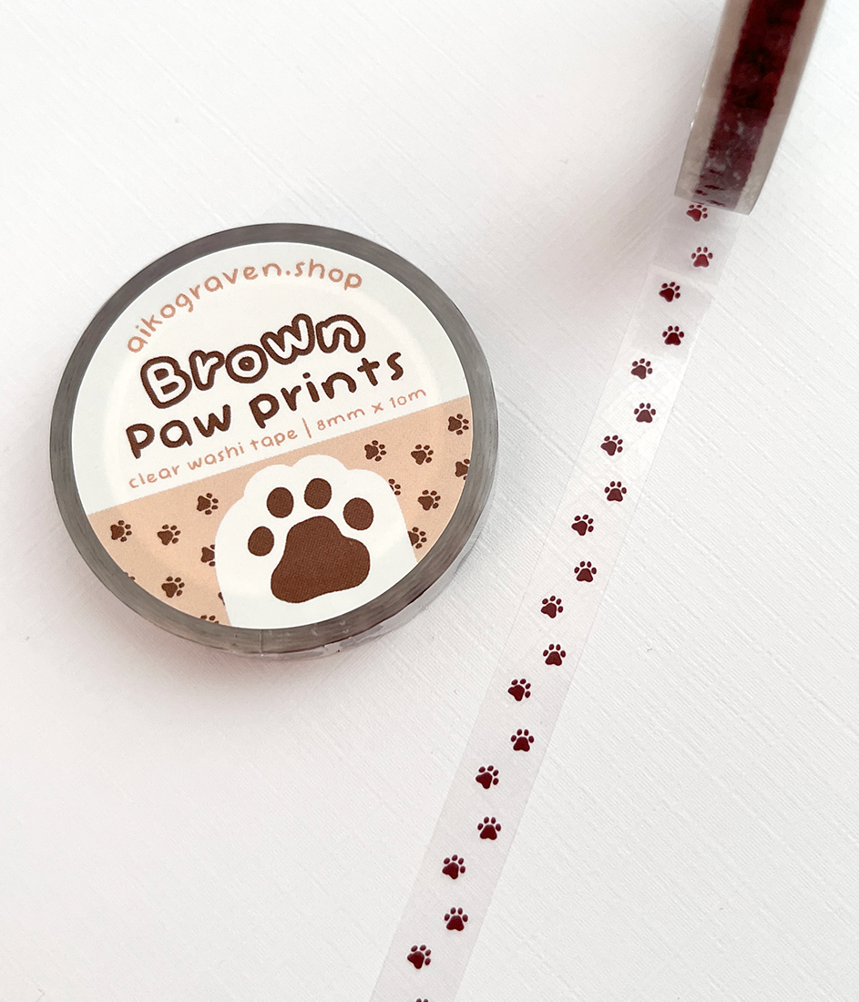 Paw prints | 8mm clear washi tape