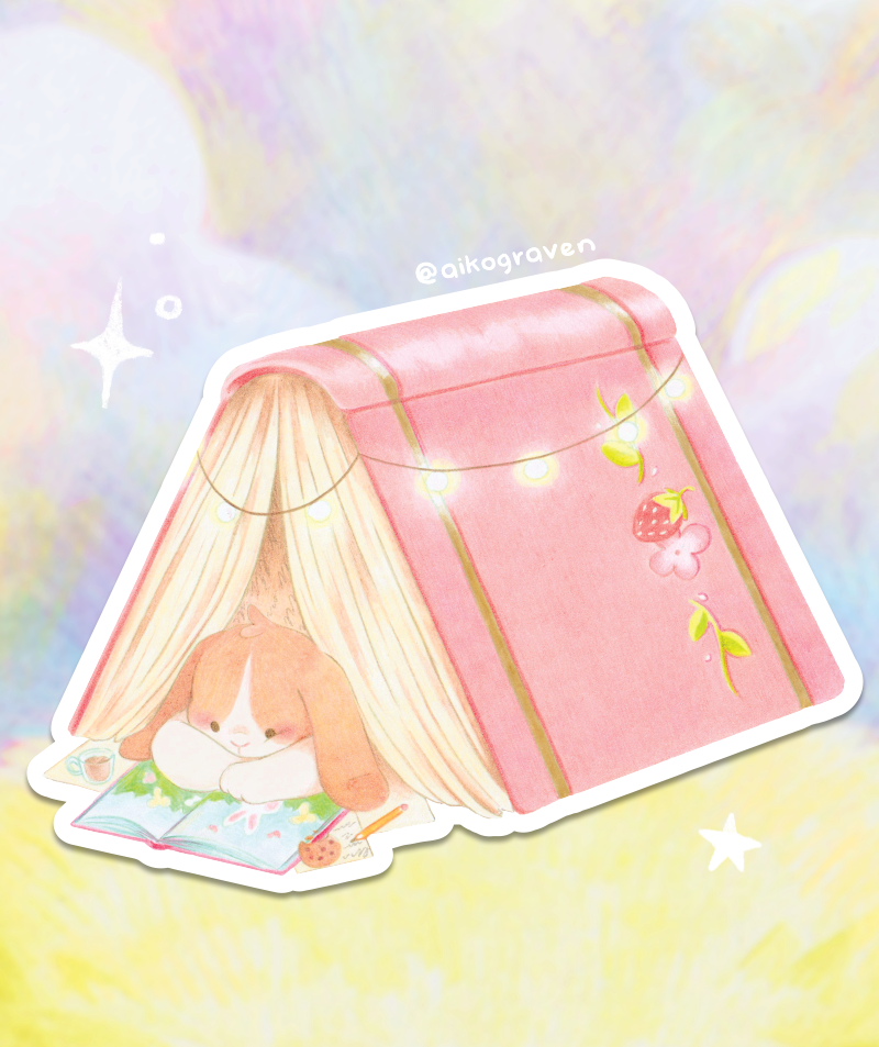 Book Tent Bunny Spring | Transparent matte vinyl