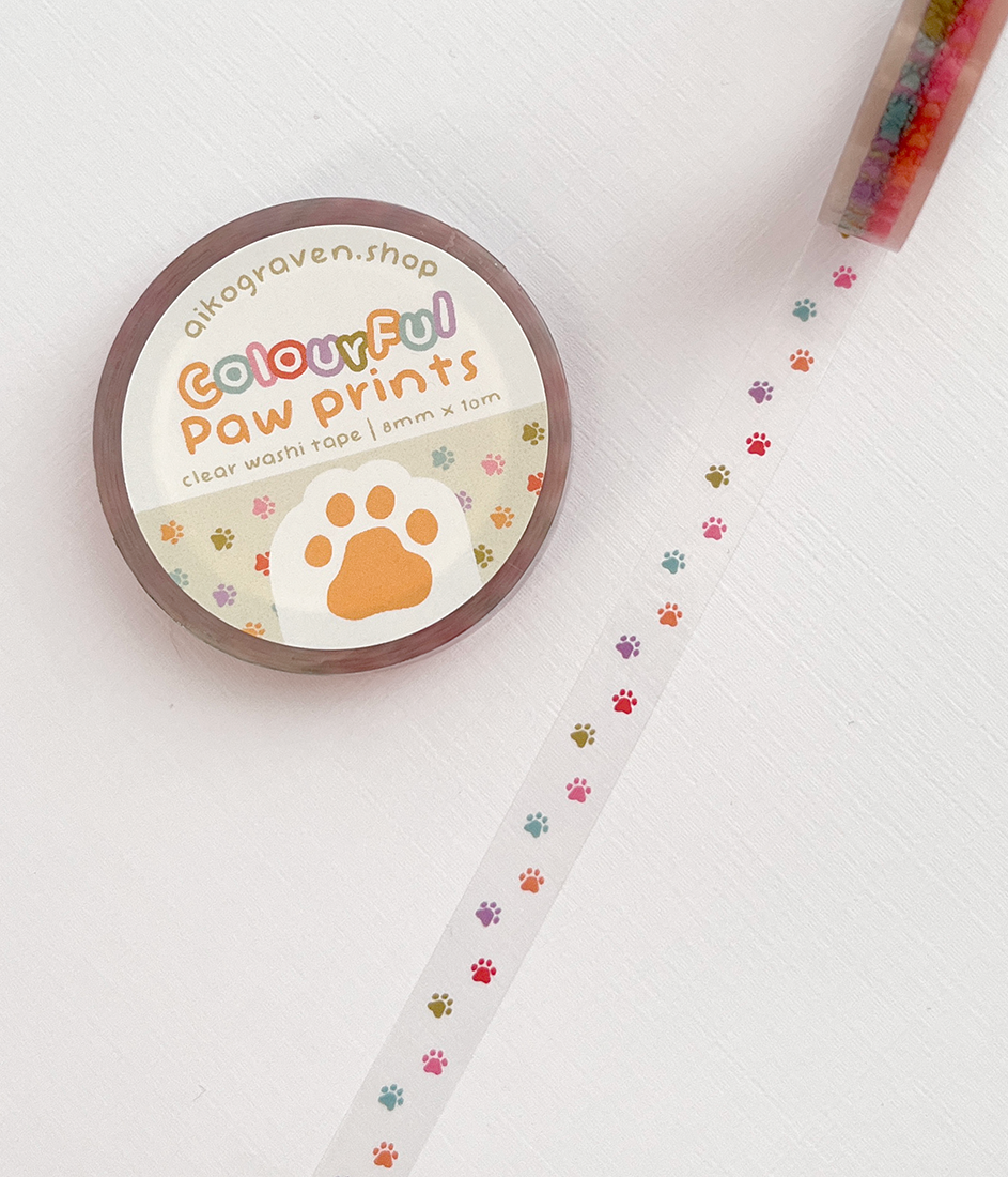 Paw prints | 8mm clear washi tape