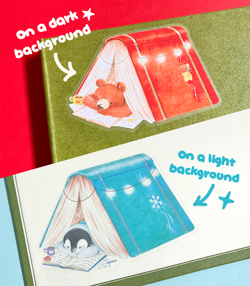 Book Tent Bear Autumn | Transparent matte vinyl
