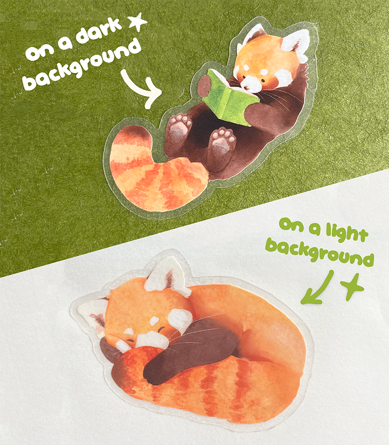 Reading Red Panda | Transparent matte vinyl