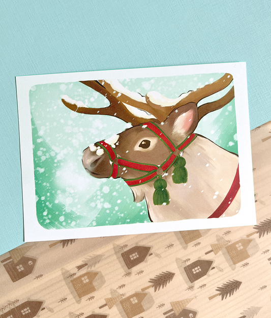 Snowy Reindeer | Greeting card