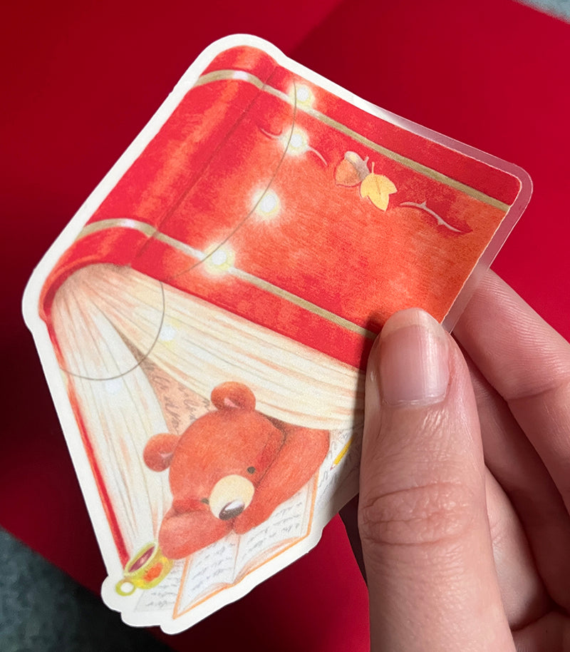 Book Tent Bear Autumn | Transparent matte vinyl