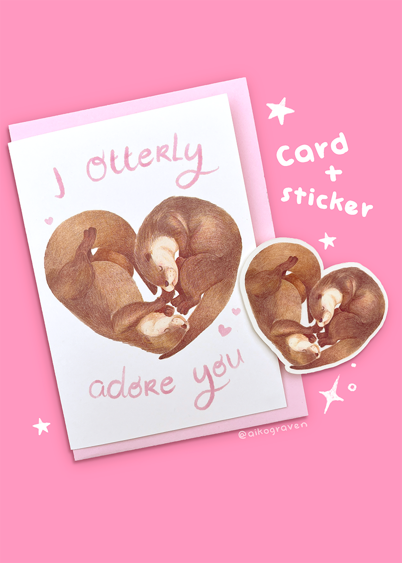 Otter love bundle | Sticker + Card