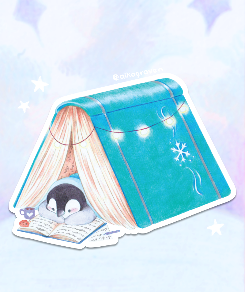 Book Tent Penguin Winter | Transparent matte vinyl