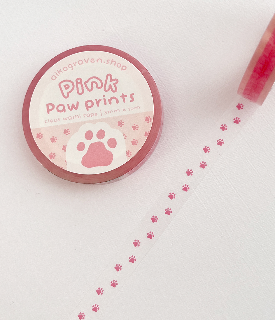 Paw prints | 8mm clear washi tape