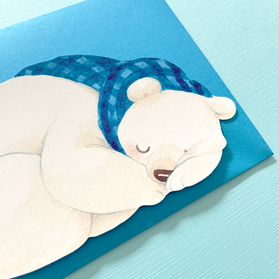 Sleepy polar bear | Die cut card