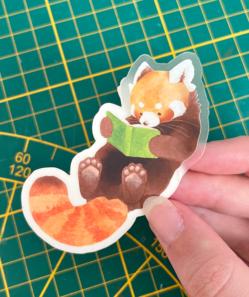 Reading Red Panda | Transparent matte vinyl