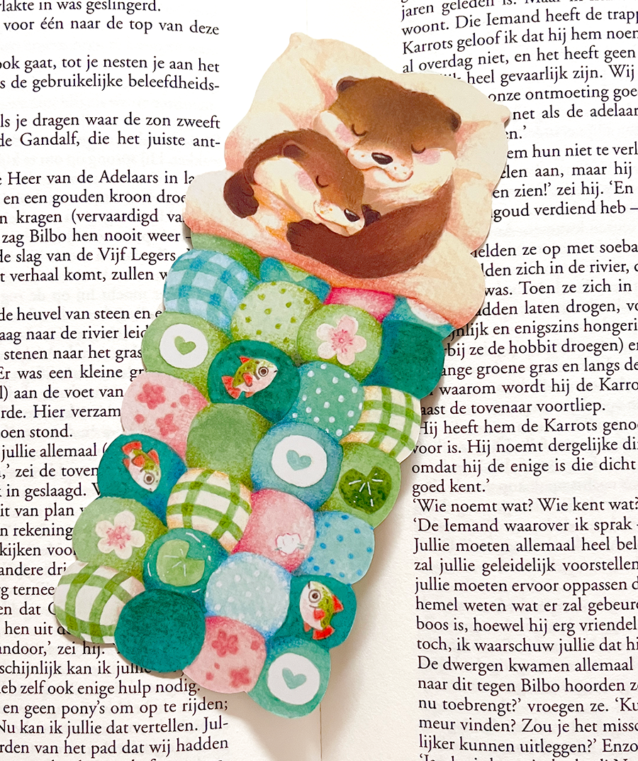 Sleepy River otter | Die cut Bookmark