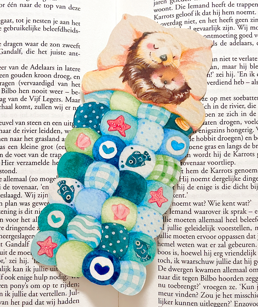 Sleepy Sea otter | Die cut Bookmark