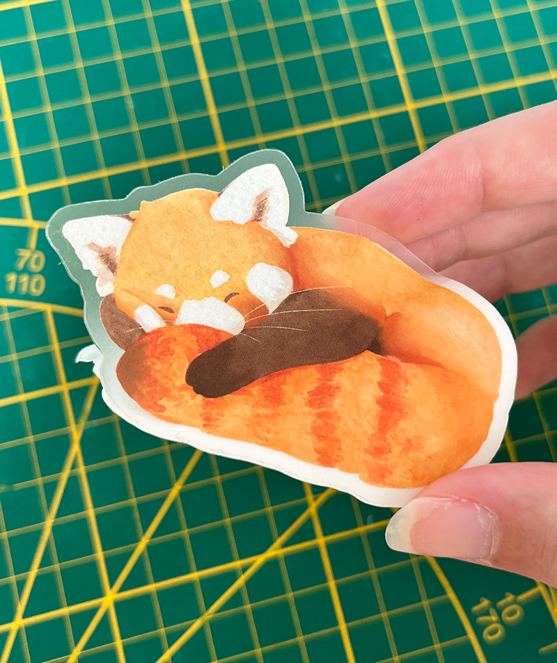 Sleepy Red Panda | Transparent matte vinyl