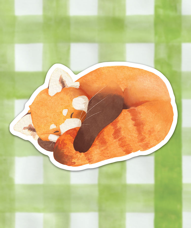 Sleepy Red Panda | Transparent matte vinyl