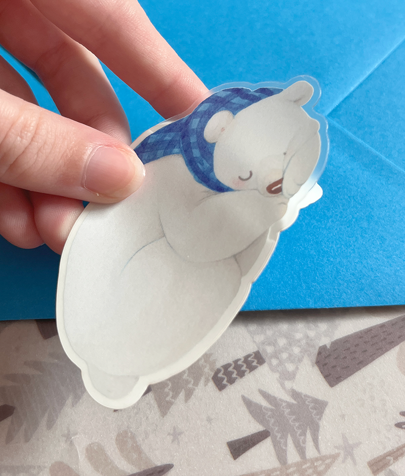 Sleepy polar bear | Transparent matte vinyl sticker