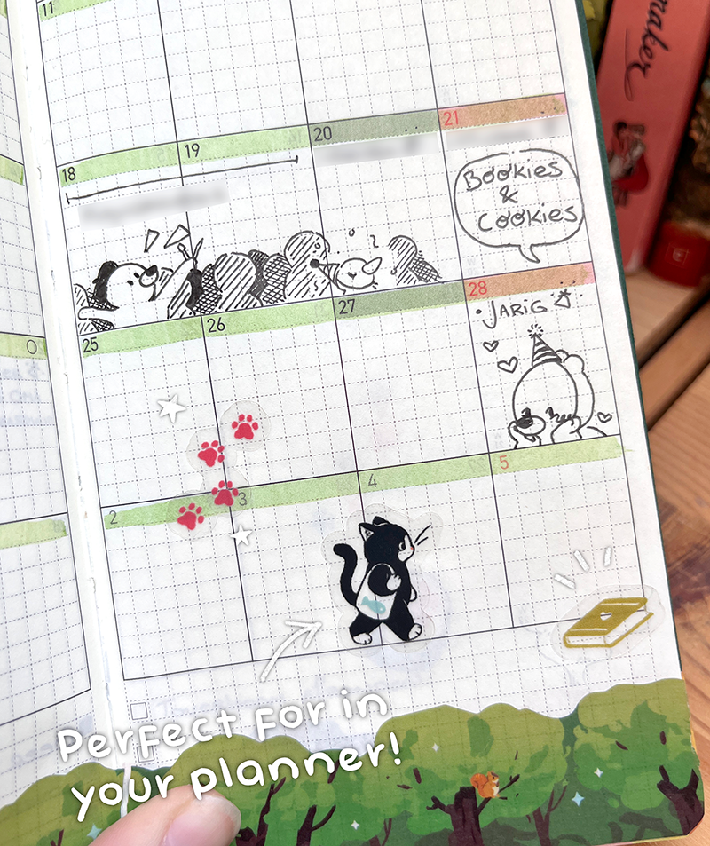 Working cats | Transparent matte planner sticker sheet