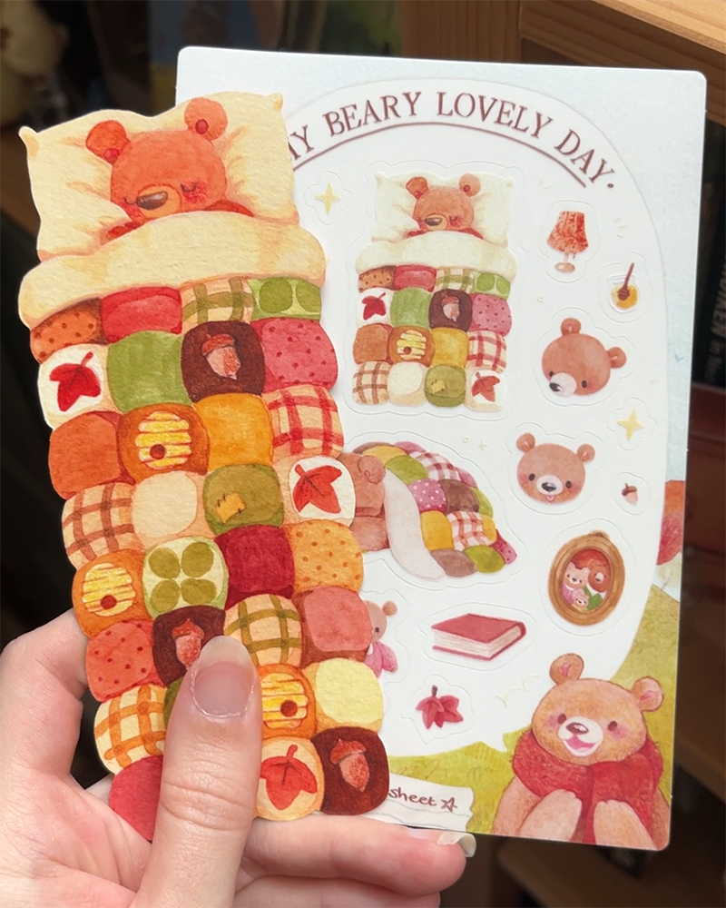Cosy bear | Transparent matte planner sticker sheet