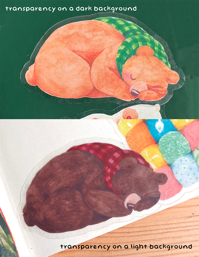 Sleepy grizzly bear | Transparent matte vinyl