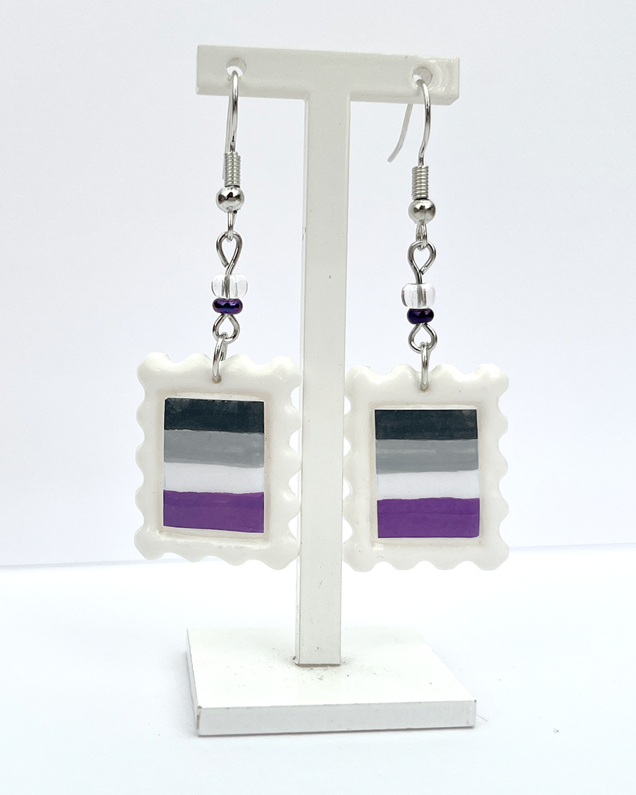 Ace flag | Polymer clay postal stamp earrings