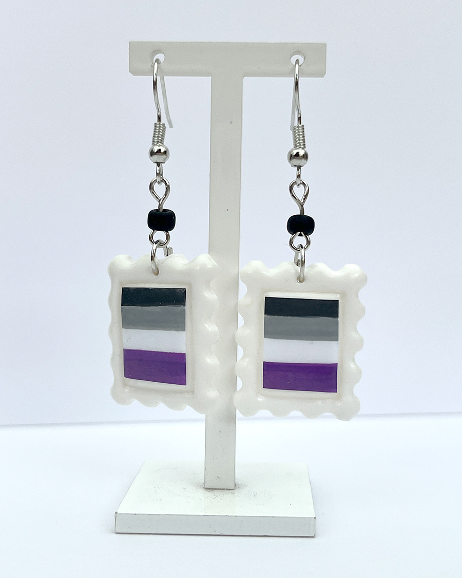 Ace flag | Polymer clay postal stamp earrings