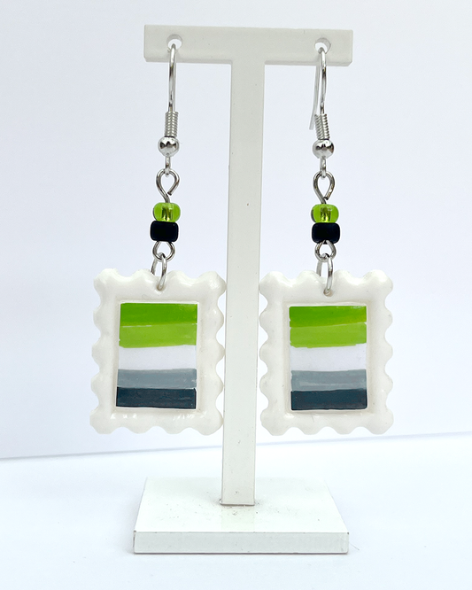 Aro flag | Polymer clay postal stamp earrings