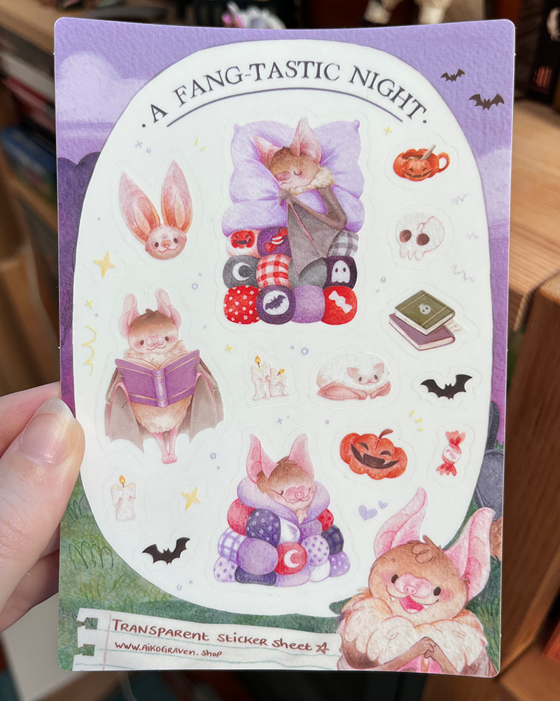 Cosy bat | Transparent matte planner sticker sheet