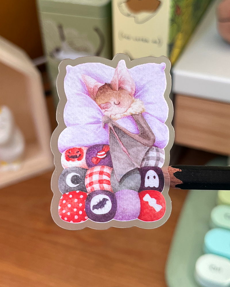 Cosy bat | Transparent matte planner sticker sheet