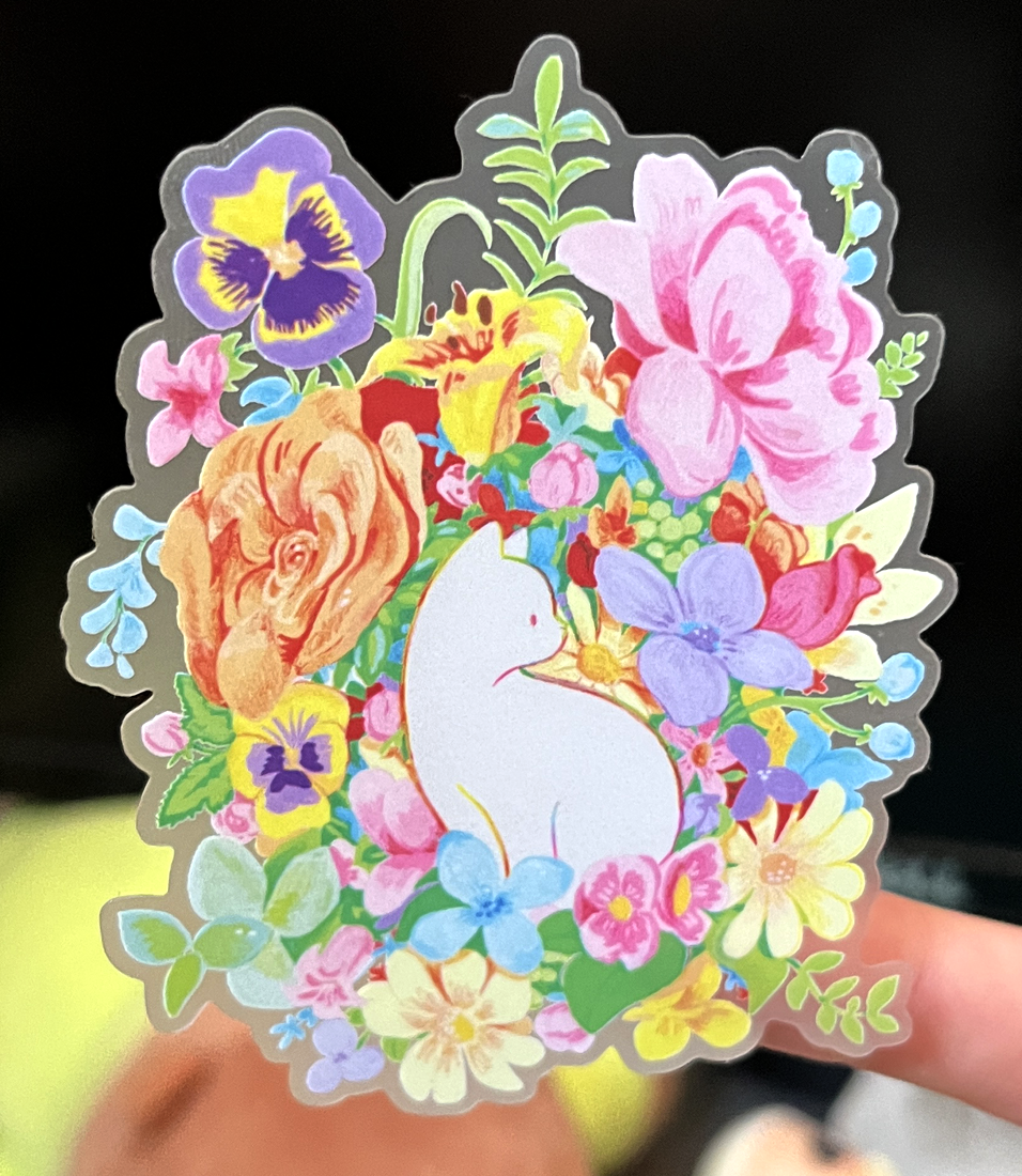 Flower cat | Transparent matte vinyl