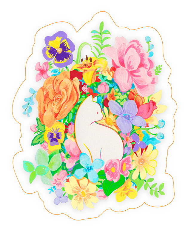Flower cat | Transparent matte vinyl