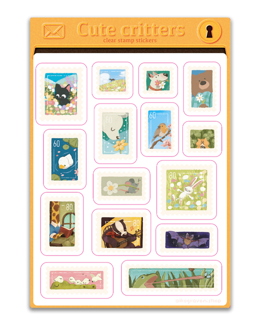 Cute critters | Matte vinyl stamp sticker sheet