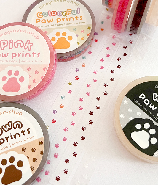 Paw prints | 8mm clear washi tape