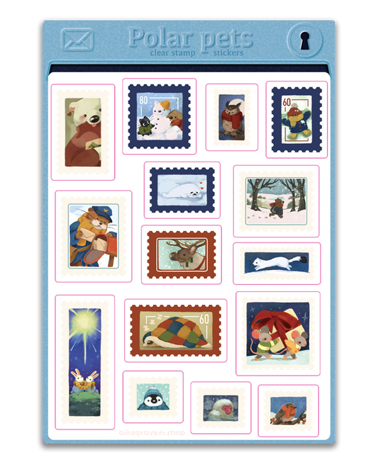 Polar pets | Matte vinyl stamp sticker sheet