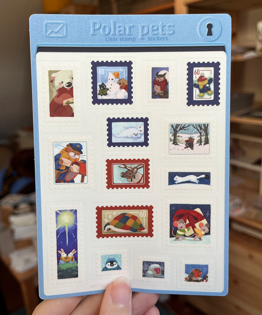 Polar pets | Matte vinyl stamp sticker sheet