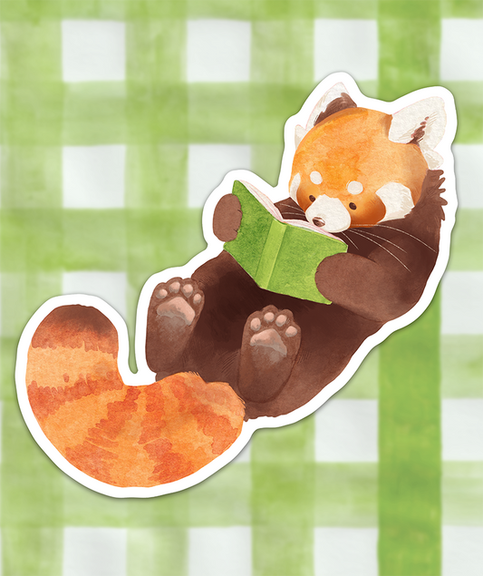 Reading Red Panda | Transparent matte vinyl