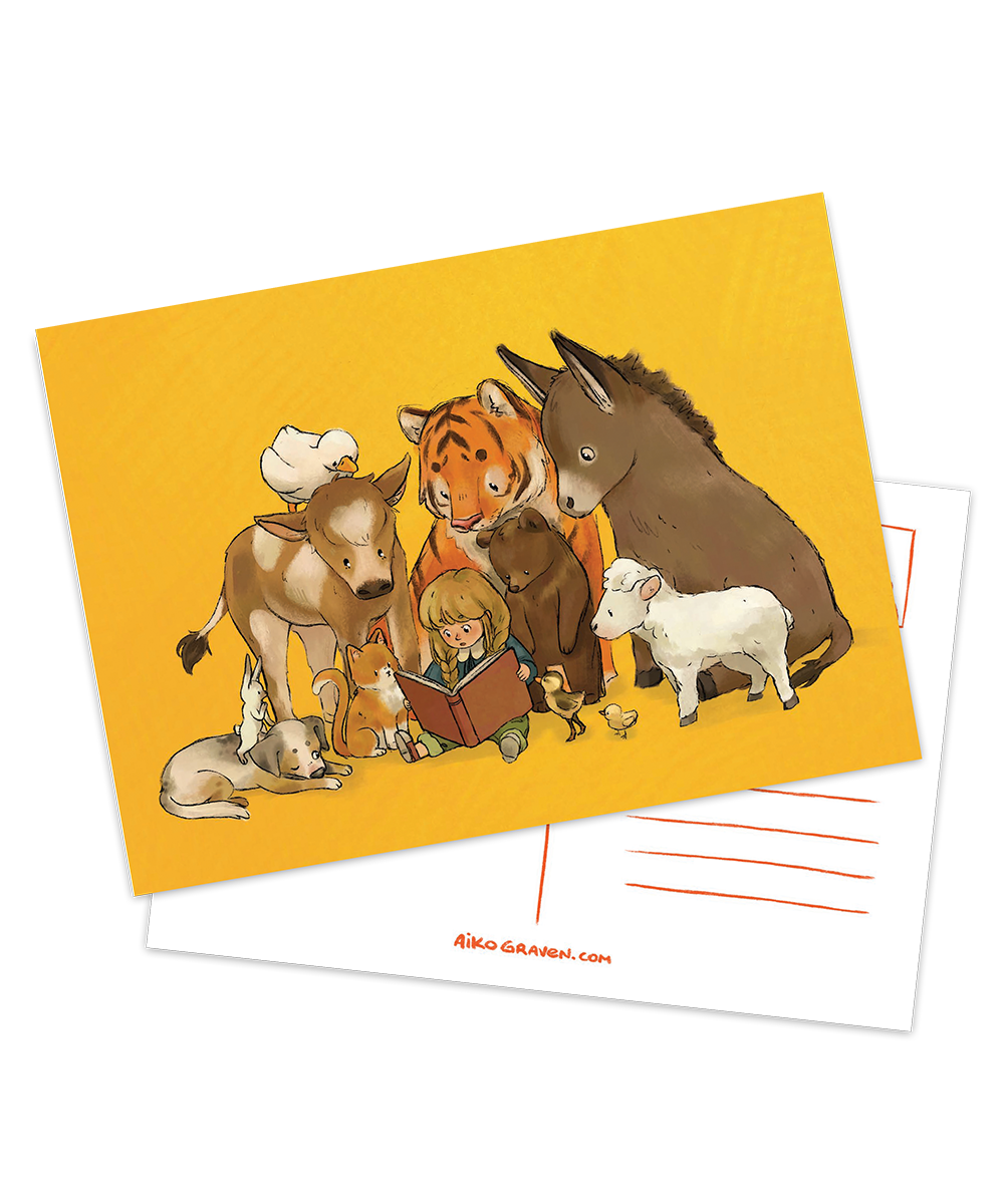 Dieren voorlezen | Wenskaart