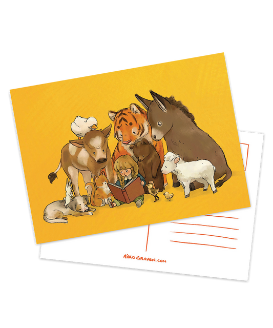 Dieren voorlezen | Wenskaart