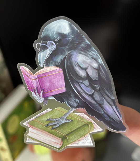 Reading raven | Transparent matte vinyl