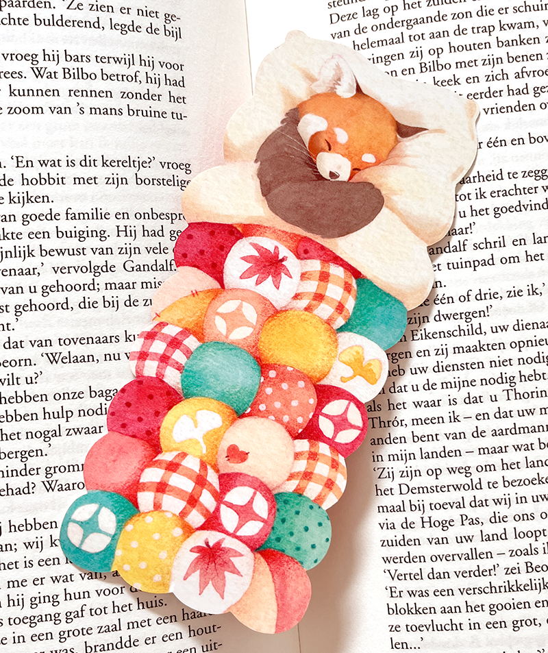 Sleepy Red Panda | Die cut Bookmark