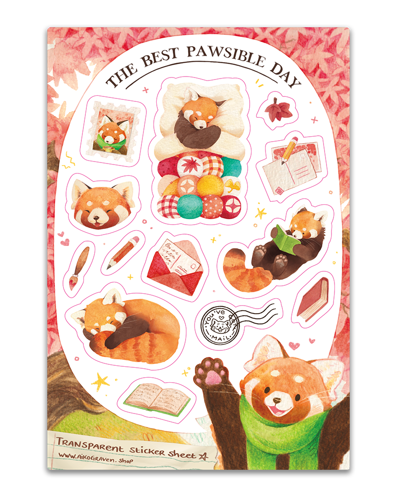 Rode panda | Transparant matte vinylstickervel