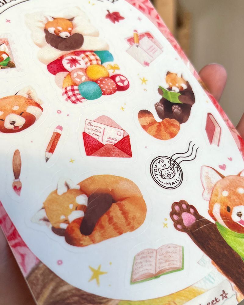 Rode panda | Transparant matte vinylstickervel