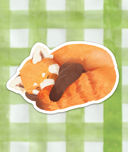 Sleepy Red Panda | Transparent matte vinyl