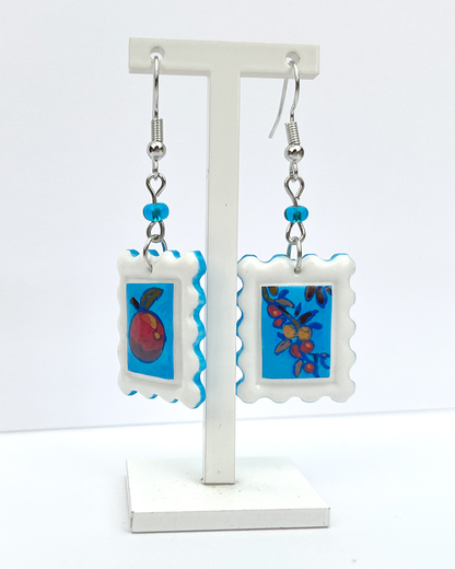Summer orange | Polymer clay postal stamp earrings