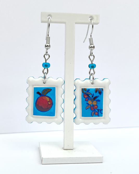Summer orange | Polymer clay postal stamp earrings