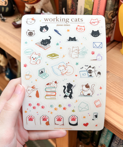 Working cats | Transparent matte planner sticker sheet