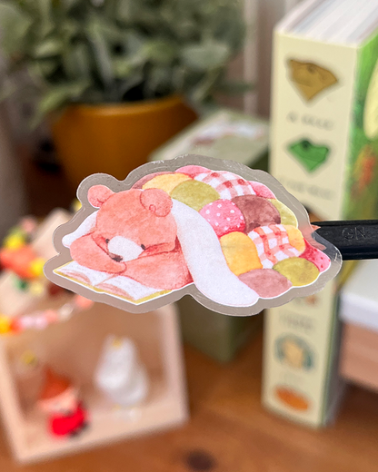 Cosy bear | Transparent matte planner sticker sheet