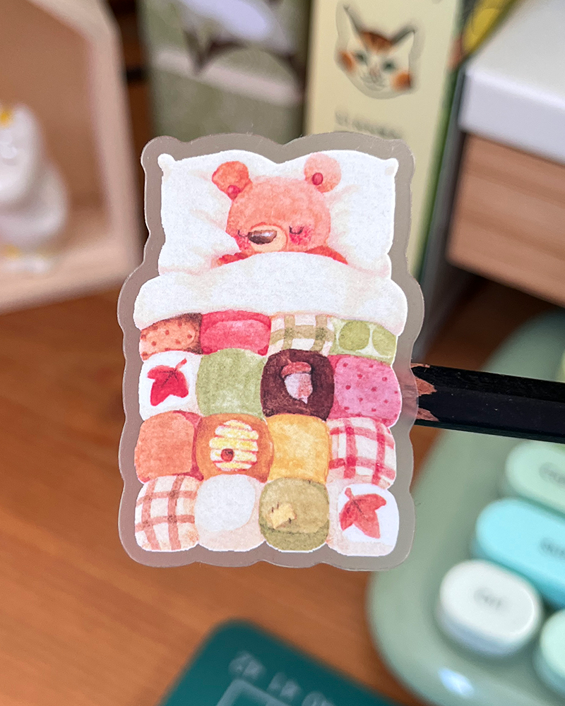 Cosy bear | Transparent matte planner sticker sheet