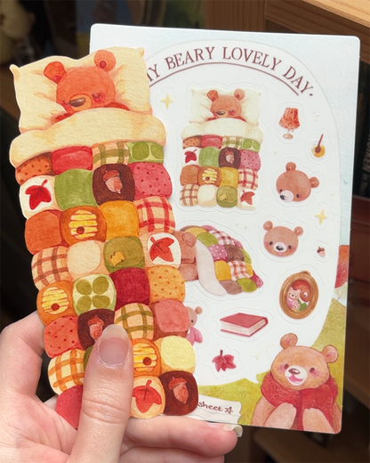 Cosy bear | Transparent matte planner sticker sheet