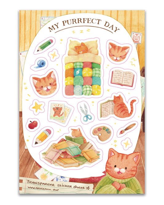 Cosy cat | Transparent matte planner sticker sheet