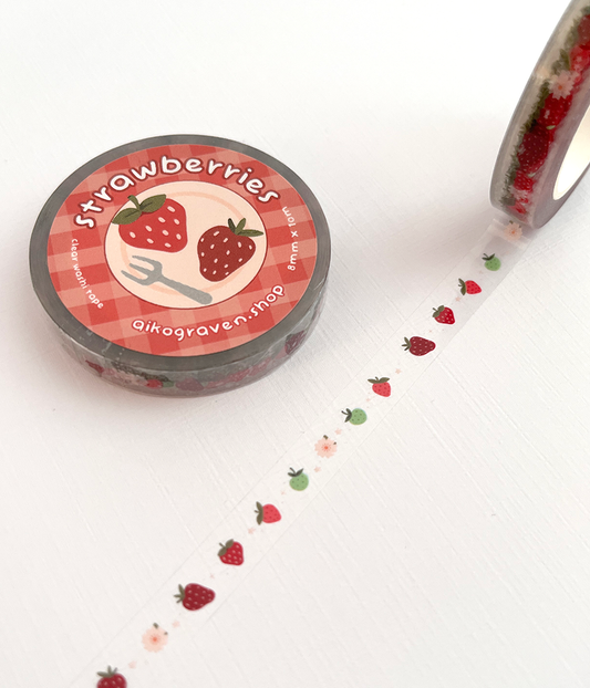 Strawberries | 8mm clear washi tape